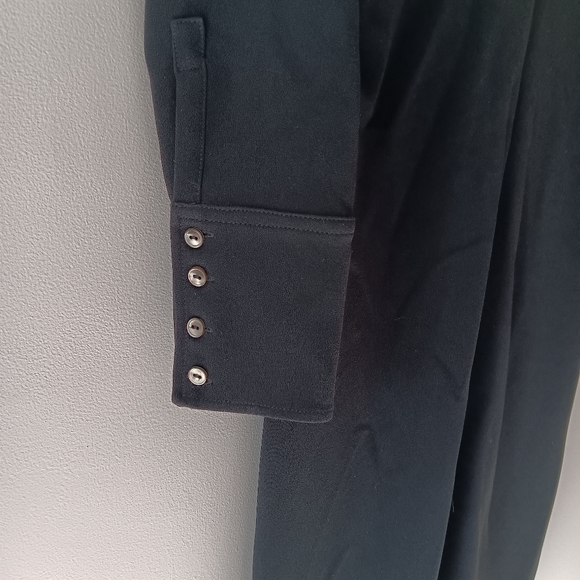 Banana Republic Shirt Dress Midi Black Ruching Button Front A-Line Size 6 - Picture 8 of 14